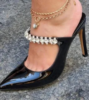 Scarpe con tacco alto impreziosite da cristalli Décolleté da donna con punta a punta in pelle bianca nera con tacco alto 2022
